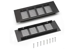 2 Pièces Grille D’aération en Aluminium à Encastrer, Grille de Ventilation 200 mm Angulaire pour la Ventilation des Placards et des Chambres (Noir)