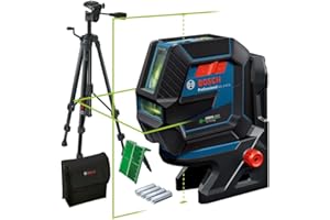 Bosch Professional Laser wielofunkcyjny GCL 2-50 G (zielona wiązka, do pracy w pomieszczeniach, uchwyt RM 10, statyw budowlany BT 150, widzialny zasięg: do 15 m, 4 baterie AA, opak. kartonowe)