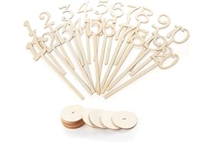 Homewit 1-20 Holz Nummer Zahlen, 20 Stück Holz Tischnummern Hochzeit Tischkartenhalter Halter Basis Holz Nummern für Hochzeit Party Tabelle Dekoration 35cm Hoch