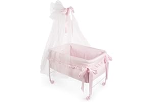 La Nina- Cuna Con Dosel Topito Rosa Lit pour poupées, 65052, Rose, Klein