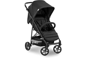 hauck Rapid 4, Nero - Passeggino dalla Nascita fino a 22 kg, Ruote Antiforatura di Plastica, Poggiapiedi e Schienale Regolabili, Cesto Portaoggetti, Chiusura Facile, Pieghevole