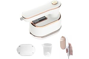 CAIFU Mini Steam Steamer - Portable Iron With 20s Fast Heat Up Ceramic Soleplate, 180° Rotatable Folding Micro Design for Dry and Wet Ironing, Home and Travel