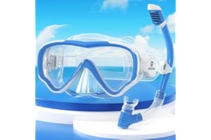 RIOROO Snorkel Mask For Kids, fog Proof and Leak Proof Floating Goggles, 180 ° High-Definition Panoramic Diving Mask With Nose Mask, Swimming Goggles for Boys, Girls, and Teenagers Aged 4-14
