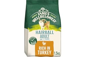 James Wellbeloved Hypoallergenic Dry Cat Food for Adult Cats Hairball Turkey 1.5 kg