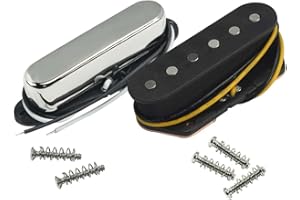 IKN FLEOR Vintage Ensemble de micros à simple bobinage chromé micro manche et pont (50mm/55mm) Alnico 5 aimant pour pièces de guitare de Style TL TE