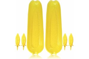 LORD C Corn on Cob Forks with Corn Holders Plastic Corn Fork Prong Grips BBQ Grill Food Cob Holders Set for BBQ Grill Food Prongs Skewers Corn and Fruit Meal 6.5cm in Length 5 Pcs Set (Light Yellow)