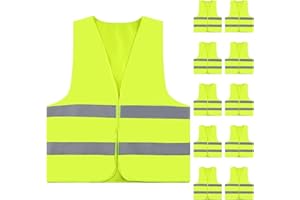 ESINO Hi Vis Vests, Yellow Hi Vis Jackets, High Vis Jackets with 2 Fluorescent Bands, Standard Size High Visibility Vest Car Driving Vest for Man And Women