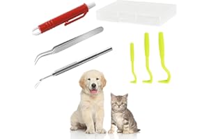 JRJRN 6Pezzi Strumento Rimozione delle Zecche Set, Ganci Zecche Privo di Sostanze Chimiche, Pinzette Zecche Indolore Sicuro, Pinza Zecche Multifunzionale con Custodia per Gatto Cane Umano
