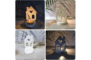 CRETVESTSAR Candle Holder Silicone Moulds Houses Tealight Casting Resin Moulds Love Candlestick Epoxy Molds Tray Display Resin Mould with Stand DIY Soap Candle Making Molds for Crafts Candle Home Decoration