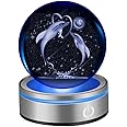 IFOLAINA 3D Dolphin Crystal Ball Gift Snow Globe for Her Women Dolphins Model Laser Engraved in Glass Ball Gift for Mom Mum Kids Girls Lovers