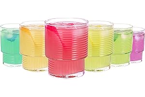 GOSOYO Générique Ribbed Glasses, Highball Glass Cup, Stackable Drinking Glasses, Cocktail Glass, Vintage Glassware for Cocktail, Juice, Ice Tea, Water, Iced Coffee Set of 6 (Lowball Glass)