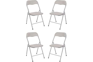 milani home Set di 4 Sedie Pieghevoli Slim Tortora Opaca Struttura Grigia per Interno Sala da Pranzo Salotto Cucina Ufficio Salvaspazio