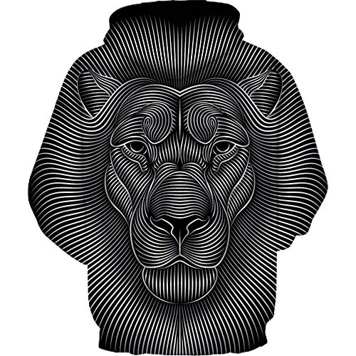 KPILP Männer Pesonalität Basic Herbst Winter Wärme Solides Weste Lässiges Schädel Löwe Drucke Langarm-Kapuzenoberteil Sweatblazer Bluse Sweatshirt Outwear（E-Mehrfarbig， 3XL