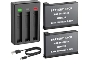 Adicop Zestaw zamienny baterii do Insta 360 ONE X2 akumulator 2 baterie zestaw zamienny 1800 mAh Insta 360 X2 akcesoria High Capacity Electric Core (1800 mAh, w pełni kompatybilny z oryginalnymi)
