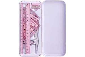 LA HUATE Compass Protractors Square Set Math Geometry Set Drawing Ruler Set Kids Stationery Gifts 8Pcs, Pink