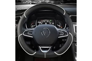 ZHONGYISHANGMAO123 Funda Volante Coche Protector Cuero Para Volante Coche Para Renault Para Scenic Para Clio Para Laguna 2 3 4 5 Para Kangoo Para Fluence Para Megane Funda Volante (Color : D shape white)