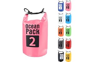POPOYU 2L Sac étanche Polyvalent, 2L/5L/10L/15L/20L/30L Rose Rouge Waterproof Dry Bag avec Longue Bandoulière Réglable Sac à Dos Confort Imperméable pour Bateau/Kayak/Pêche/Rafting/Natation/Camping/Snowboard