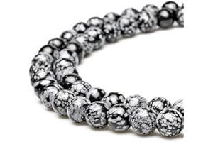 Jartc - Perle rotonde, in ossidiana, per gioielli, bracciali, collane, 38,1 cm, colore: Nero, Nero , 10 mm