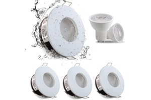Sweier Downlight LED Encastrable, GU10 étanche IP65 Spot encastré 230V, 5W Blanc Chaud 3000K, pour salle de bain, cuisine, salon spot de plafond.