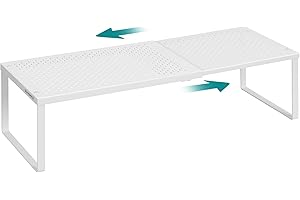 SONGMICS Scaffale Portaspezie, Estensibile, Organizzatore da Cucina, Scaffale da Cucina Piccolo, Organizzatore per Armadio, Metallo, Scarpiera, Bianco Opaco KCS007W01