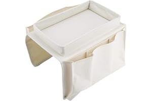 Annadue Sofa Armlehne Organizer, Sofa Aufbewahrungstasche, mit Hartpapierfach 3 Kleine Aufbewahrungsbeutel, Couch Aufbewahrungsfach für Sofa/Tisch/Schreibtisch. (Beige)