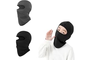 LEXICANMHS 2 Stück Cagoule d'été pour Enfants, Masque de Cyclisme Cool sous Le Casque, Fine et Coupe-Vent, Protection Anti-tempête UV (Noir et Gris)