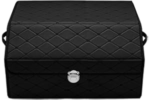 plastific Multi-Compartment Car Boot Organizer, Non-Slip Tidy Boot Bag - Essential Car Accessories, Heavy Duty Collapsible Foldable Shopping Tidy Storage Travel Box (Black - 53 * 31 * 29cm)