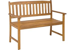 ‎COSTWAY COSTWAY Gartenbank Holz, Holzbank wetterfest, 2-Sitzer Sitzbank aus Akazienholz, Balkonbank bis 360 kg belastbar, Terrassenbank, Parkbank für Terrasse, Balkon, Garten