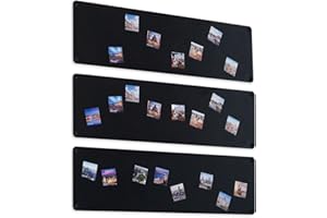 STALFORM 3x Leggera Lavagna Magnetica da Parete in Acciaio Nera 62,5x20 cm, Memo-Board, Pannello Magnetico per Calamite, Lavagna da Cucina, Ufficio, Camera dei Bambini