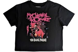 ROCK OFF OFFICIALLY LICENSED PRODUCTS My Chemical Romance Crop Top T Shirt The Black Parade Official Womens Black