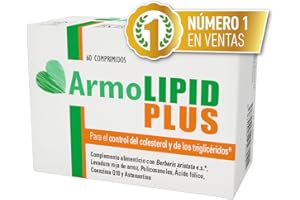 ArmoLIPID PLUS - Complemento Alimenticio Para el Control del Colesterol y de los Triglicéridos, Con Levadura Roja de Arroz, Berberina, Coenzima Q10, Astaxantina y Ácido Fólico, 60 Comprimidos