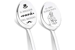 DIKARIYA Regalo Festa del Papà, Regalo per Papà Compleanno, Cucchiaini da Caffè con Incisione Miglior La Migliore Papà del Mondo, Originali Regalo Papa, Idee Regalo Festa del Papà Personalizzato