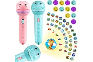 FENYW 2 Stück Taschenlampen Projektor für Kinder, Diaprojektor Taschenlampe mit 96 Bilder, Taschenlampe Kinder Projektionslicht Spielzeug Diashow Lampe Geschichte Projektor Geschenk für Frühkindliche