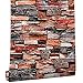Produktbild SuRose 3D Fototapete selbstklebend Steinoptik, Wasserdichte Selbstklebende Tapete Rost rot braun Ziegel Tapete Wandaufkleber, 600CM * 45CM (Länge * Breite)