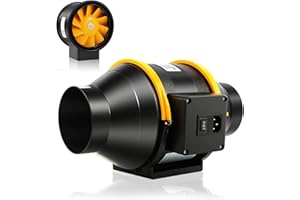 FanGoFast Inline Extractor Fan 100mm/4 inch with Adjustable Speed Controller and UK Plug, Quiet Ventilation Fan for Bathroom, Kitchen, Office, Grow Rooms (Black, 100mm)