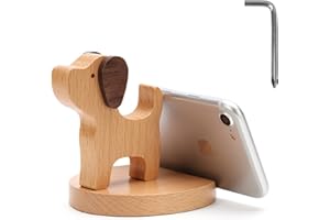 Bounabay Handy Ständer, Handyständer aus Holz, Universal Halterung für Schreibtisch, Creative Hunde Handy Halterung für Smartphone iPhone iPad Tablet Teller PC