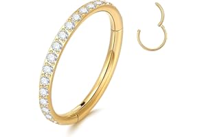 YEBOCIYO Piercing Ring Conch Piercing Ring Septum Piercing Nasenring Würfel Zirkon Daith Helix Tragus Knorpel Lippen Augenbrauen Bauch Piercing Schmuck Silber Gold Rosgold 316L Edelstahl 16G