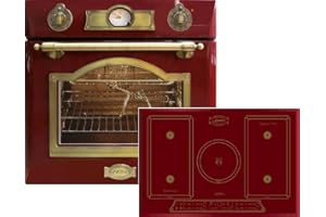 Zestaw kuchenek indukcyjnych Autark Kaiser Empire czerwony/piekarnik do zabudowy Kaiser Eh 6355 RotEm + płyta indukcyjna Kaiser KCT 7797 RotEm 77 cm/obrotowy rożen, samoczyszczenie/piekarnik
