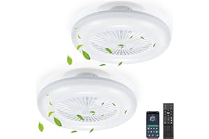 ‎SWANEW SWANEW 2 Stück Deckenventilator mit Beleuchtung 80W, 55CM LED Dimmbar Ventilatorlicht mit Fernbedienung und APP, 6 Geschwindigkeiten, 3000-6500K, Sommer- & Wintermodus