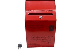 TentHome Cassetta delle lettere vintage da parete con aletta e serratura (rosso 2)