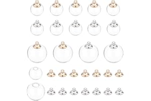 PH PANDAHALL PandaHall 60 Juegos de 2 Tamaños Mini Globo de Vidrio Transparente Vacío, Botella de Frasco de Vidrio Colgante Colgante de Botella de Deseos con Tapas para Bricolaje Colgantes Aretes