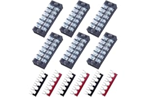 CEEYSEE 12 Pezzi Morsettiera Elettrici Striscia terminale a vite 6 pezzi 6 Position morsettiera a doppia fila 600 V 25 A +6 pezzi 6 Position Con striscia a barriera 400V 25A rossa e nera (YTB2506)