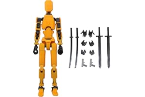 Qingsi Multi-Jointed Movable Robot 3D Printed Mannequin Toyslucky PVC Model Lucky 13 Full Body Activity Robot Action Figures Body Desktop Decorations For Action Figures Toys Gifts Game Gifts,Orange