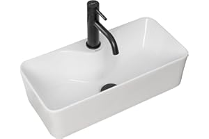 Rea Mery Countertop Wash Basin, Hand Washbasin, Washbasin for Bathroom, Made of High-Quality Ceramic (White)