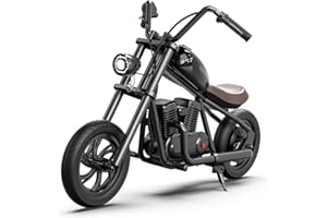 HYPER GOGO Challenger 12 Elektro Motorrad Kinder, Kindermotorrad mit 3 Geschwindigkeiten, 12KM Lange Reichweite12 Zoll Luftreifen, bis zu 60 Minuten ununterbrochene Fahrzeit (Schwarz)