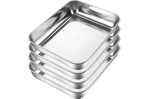 CYEER Baklava Tepsisi Lot de 4 plaques rectangulaires en acier inoxydable 25 x 20 x 5 cm