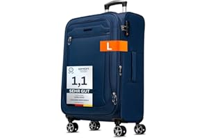 Cocoono Monterrey 360° Drehbarer Koffer - TSA-Zahlenschloss, Teleskopgestänge, RV-Dehnfalte, 8 Rollen, Adressfeld (blau, L)