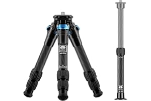 SIRUI AM-223+SL-100 Mini Carbon Tisch Stativ mit ausziehbarer Mittelsäule,Leicht Foto Ministativ Tischstativ für Kameras, Drehverschlüsse, Spikes, max. 660mm eingezogen 215mm, Tragkraft 12kg