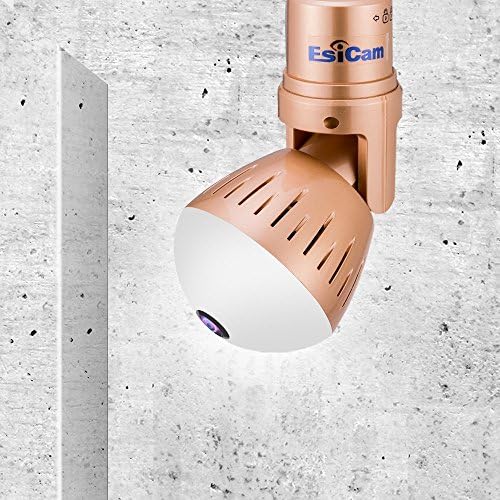 EsiCam Spy Camera Light Bulb VR Panorama Cam HD 2.0 M with Adjustable Bracket Sensor Light Two Way Audio Support Smart Phone PC SD Card Cloud Night Vision Use for Doorway Gate Security Baby Monitor