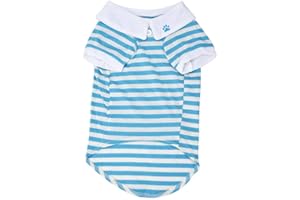 Doublehero Haustier Hunde Katze Hemd Streifen Kleidung Sommer Pullover Kostüm Jacke Mantel Hundebekleidung Kleine Katze Kleiner Hunde Pulli Shirts Niedlich Kleider Haustierkleidung (S, Sky Blau)